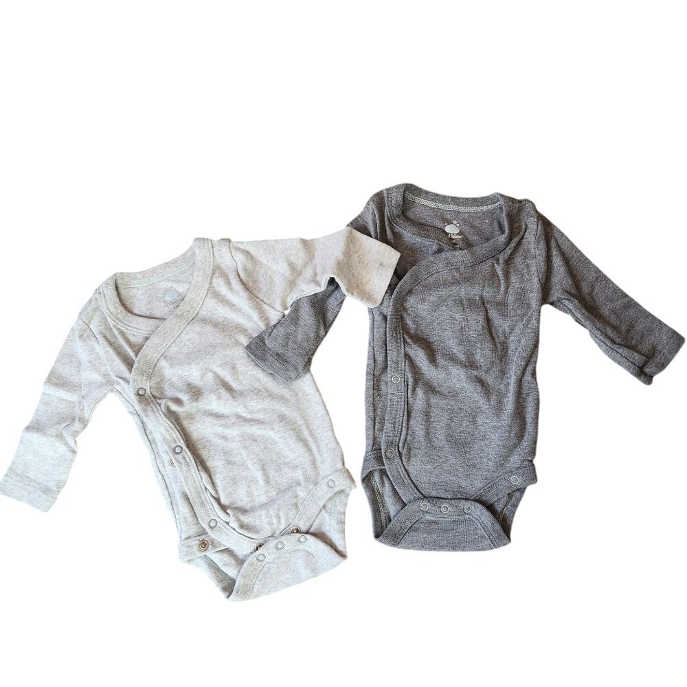 Cloud Island 2 Long Sleeve Side Snap Bodysuits Size 0-3 months Gray/Charcoal